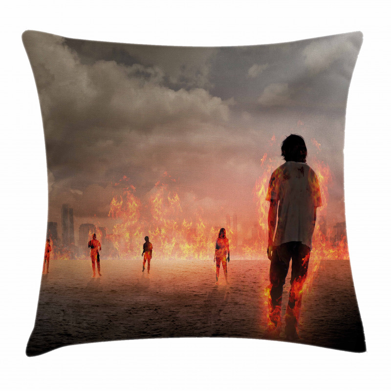 People in Flame Pillow Cover
