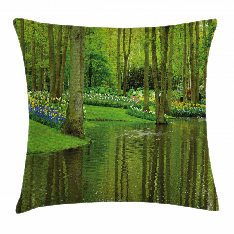 Forest with Lake Botany Pillow Cover