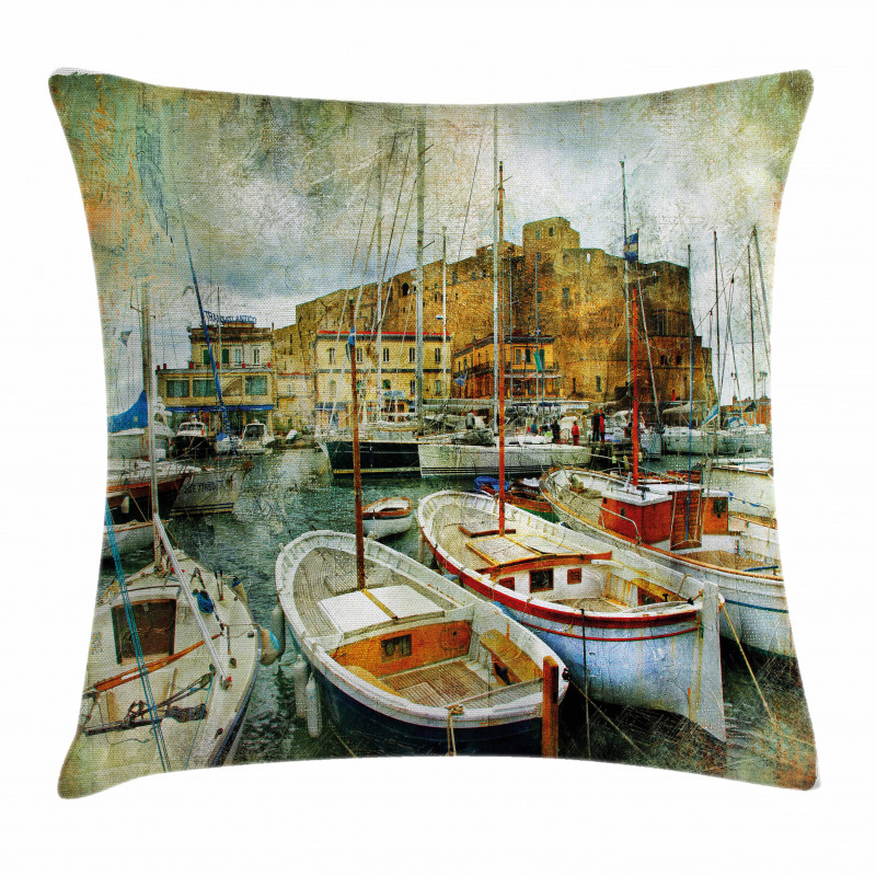 Boats in Naples Pillow Cover
