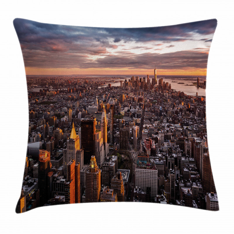 Manhattan Skyline Sunset Pillow Cover