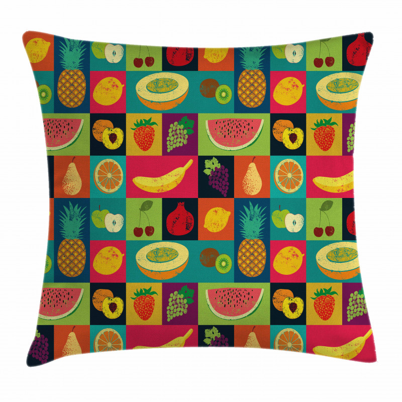 Pop Art Grunge Fruits Pillow Cover
