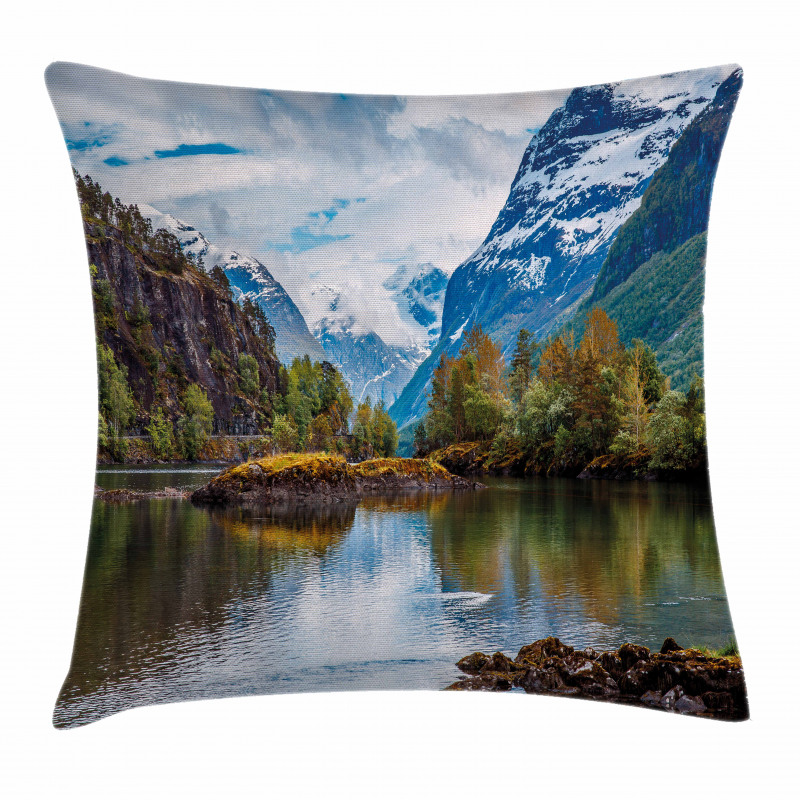 Snowy Norway Mountains Pillow Cover