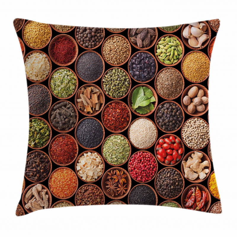 Colorful Herbs Spices Pillow Cover