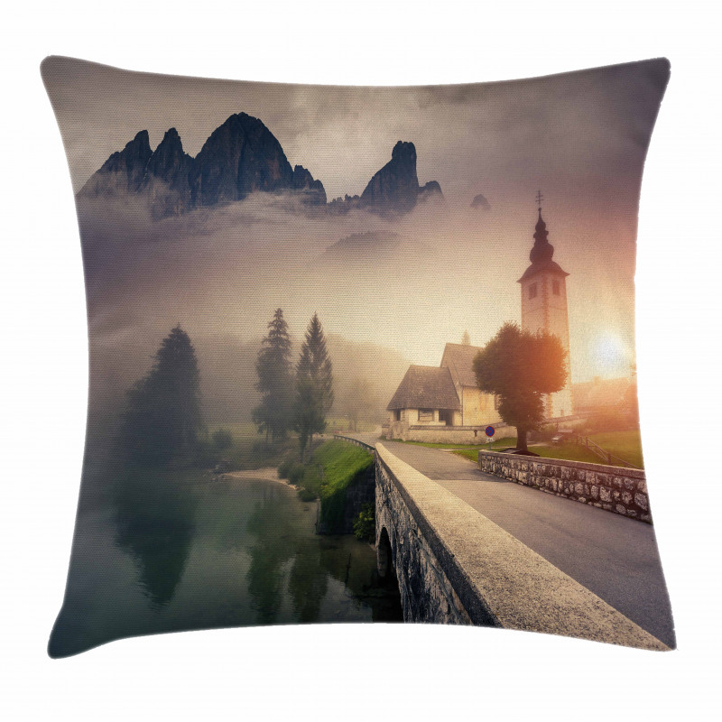 Foggy Morning Scenery Pillow Cover