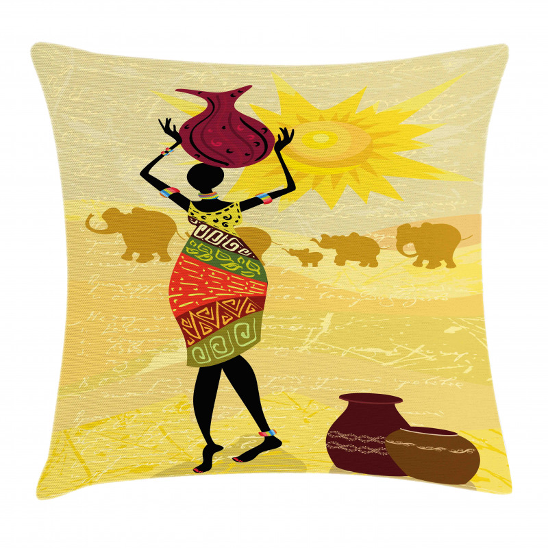 Elephants Sun Art Pillow Cover