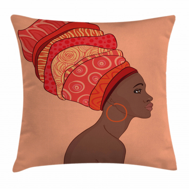 Young Girl Turban Pillow Cover