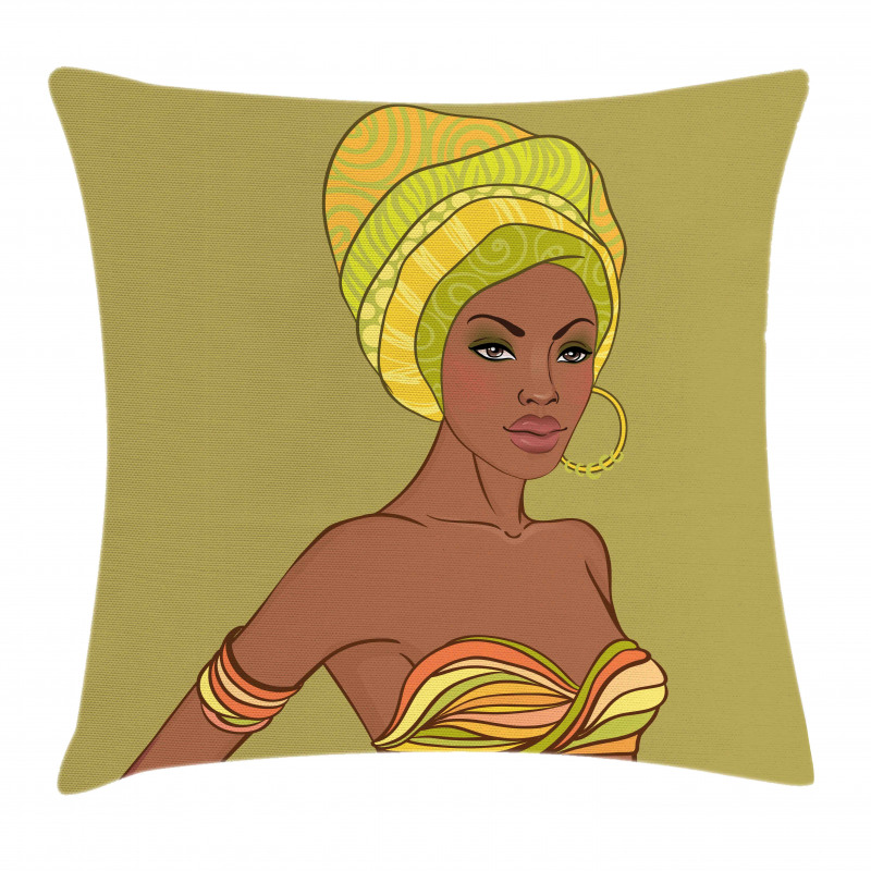 Fashion Lady with Earrings Pillow Cover