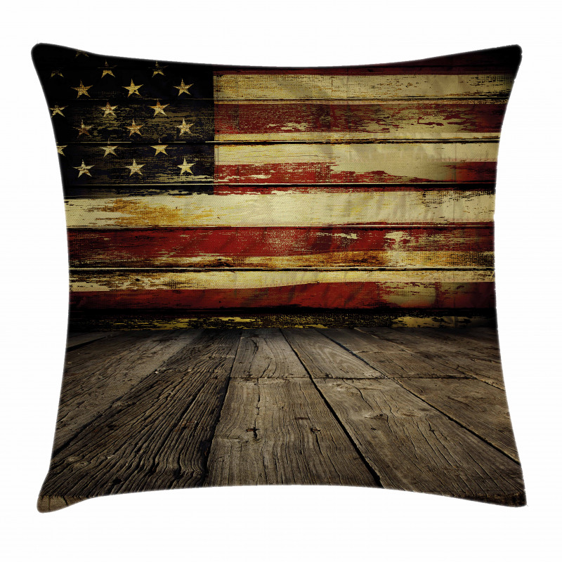 Vintage Flag Wood Pillow Cover