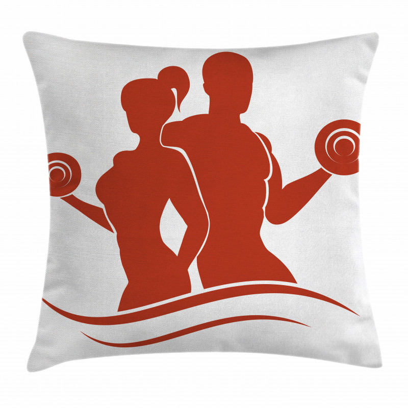 Muscled Man and Woman Pillow Cover