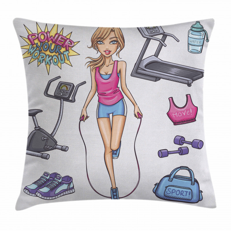 Cartoon Girl Work Pillow Cover