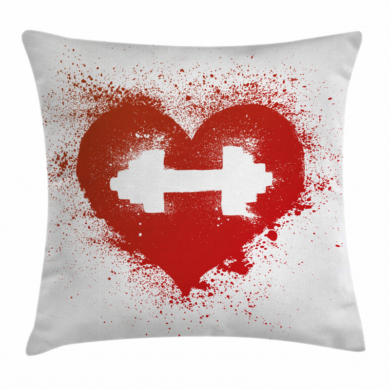 Red Heart Dumbbell Art Pillow Cover