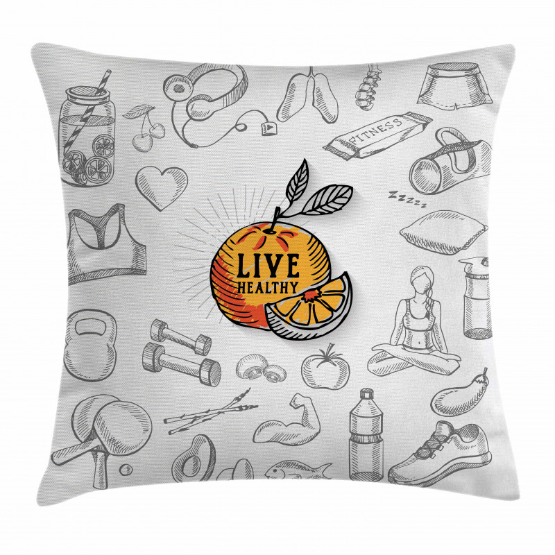 Live Healthy Theme Pillow Cover