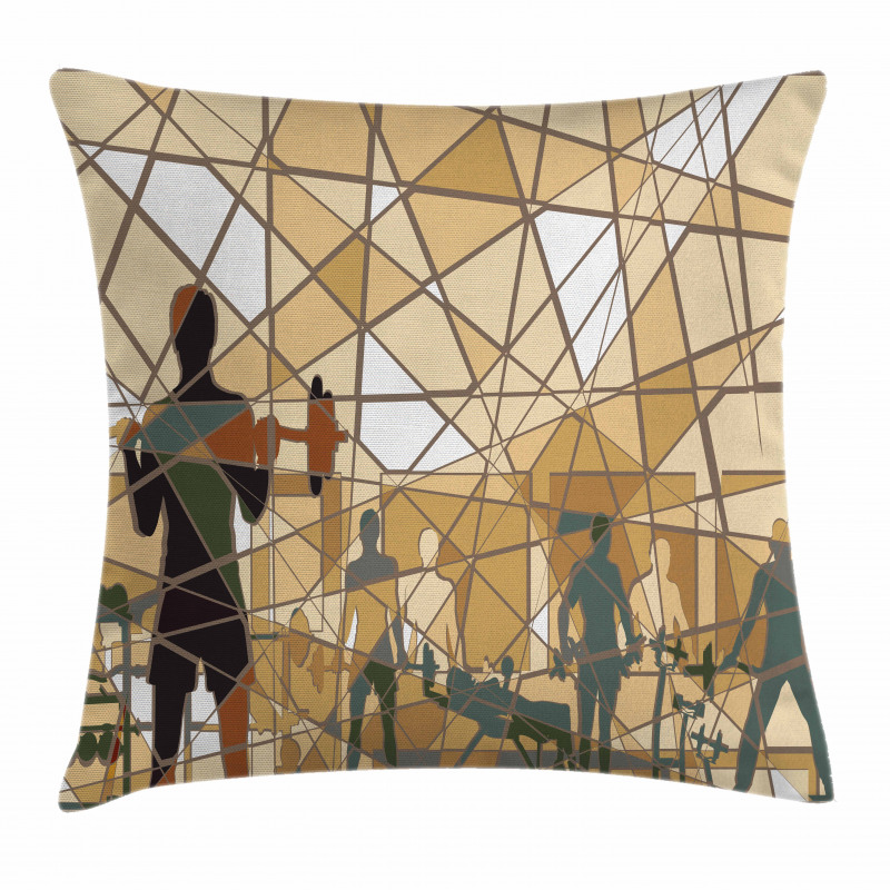 Mosaic People in Gym Pillow Cover