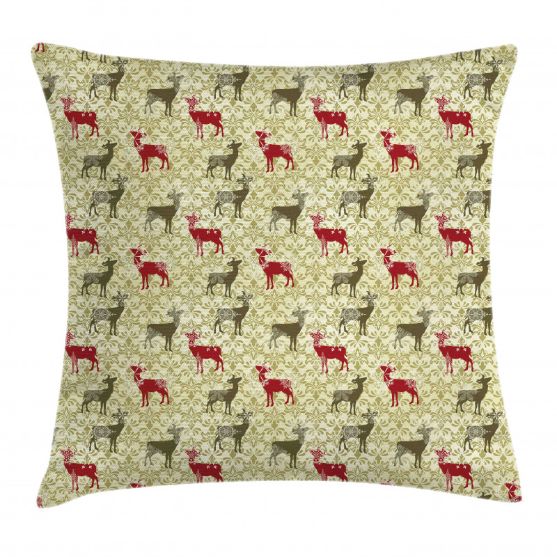 Damask Snowflake Deer Pillow Cover
