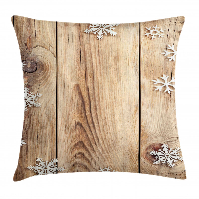 Wood Plank Snowflakes Pillow Cover