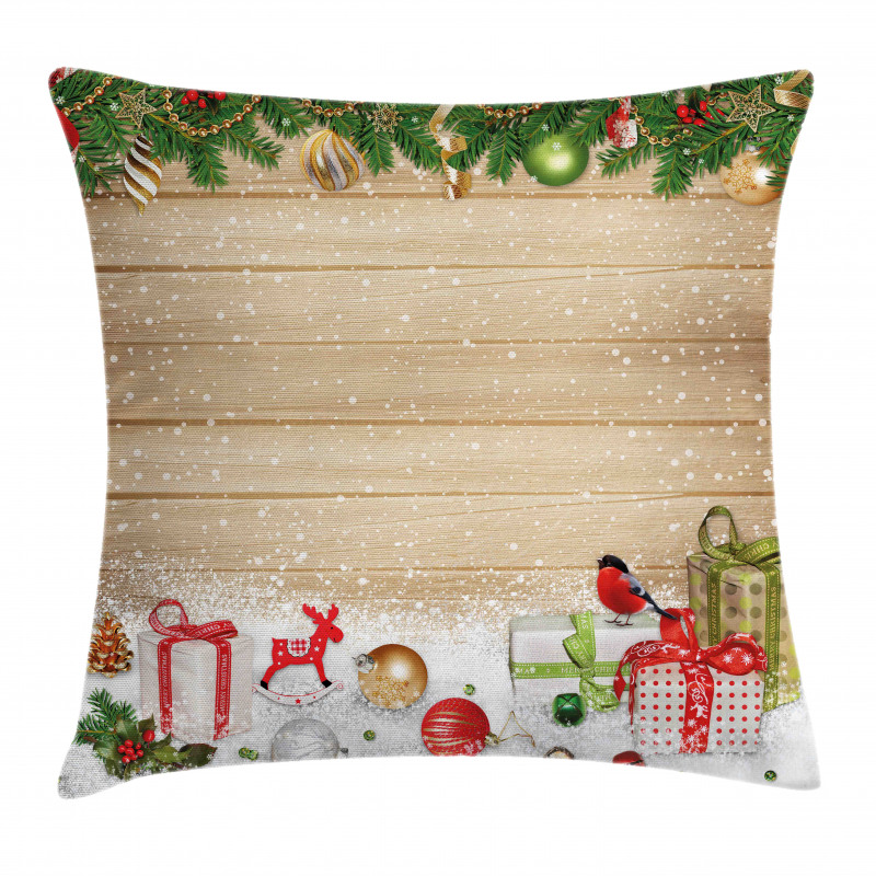 Pine Wood Planks Snow Pillow Cover