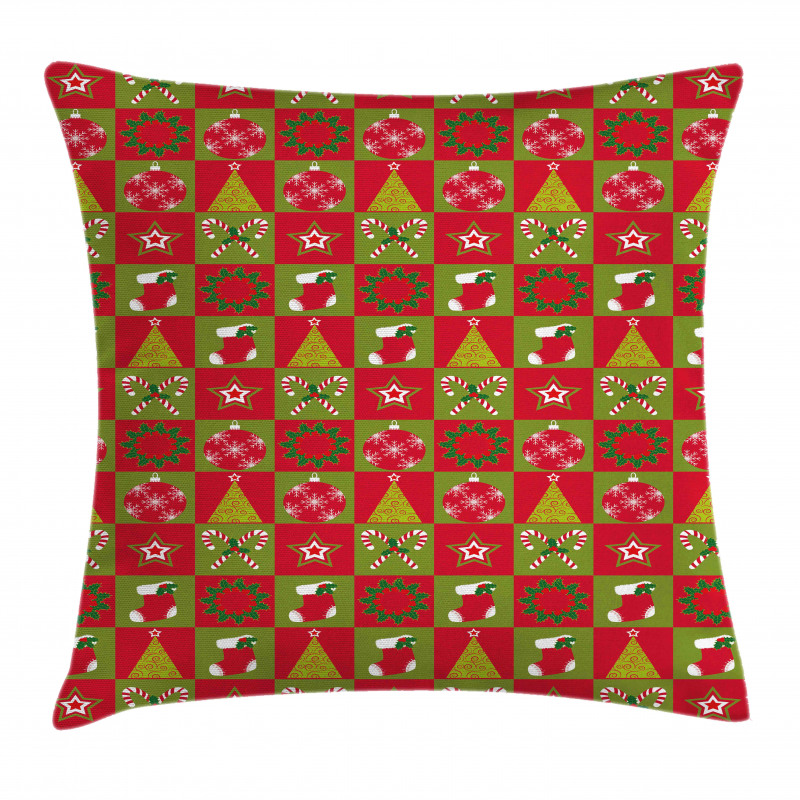 Xmas Eve Ornaments Pillow Cover