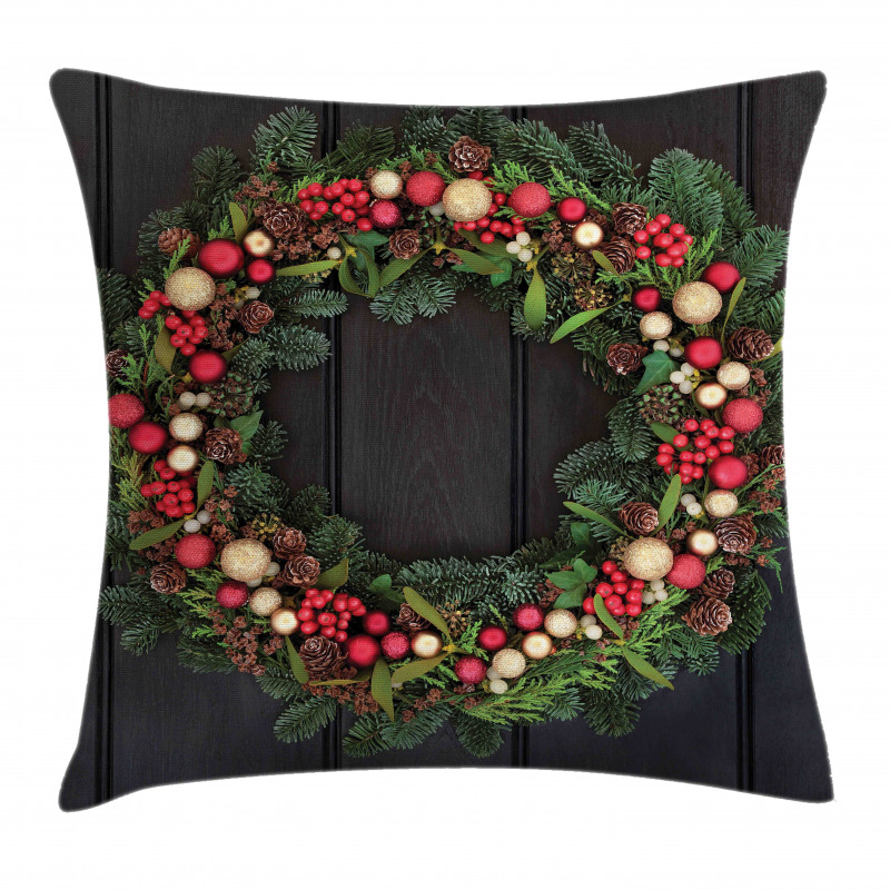 Fir Xmas Wreath Pillow Cover