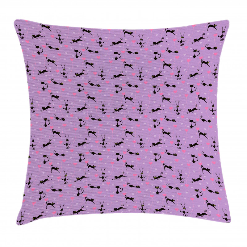 Little Kittens Hearts Pillow Cover