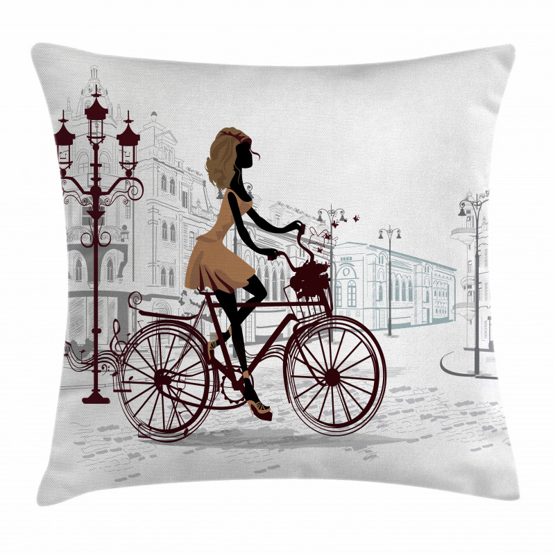 Young Girl in Paris Pillow Cover