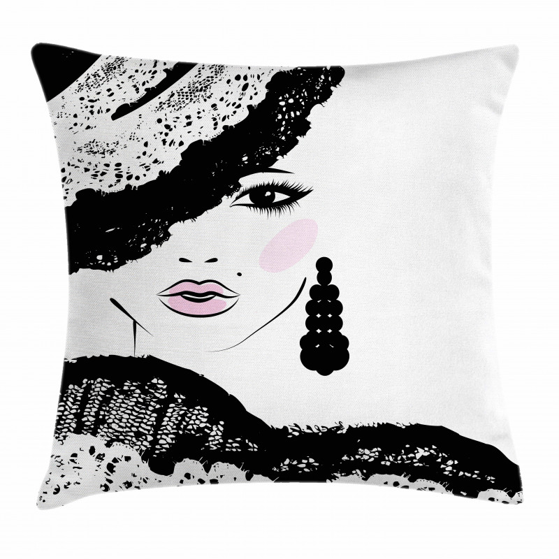 Baroque Woman Hat Pillow Cover