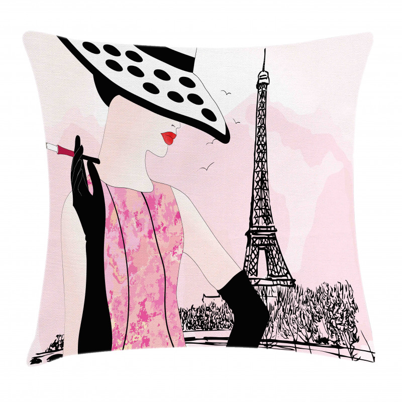 Woman Eiffel Tower Pillow Cover