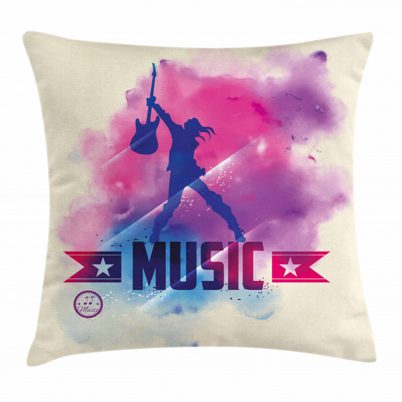 Rock Star and Guitar Pillow Cover