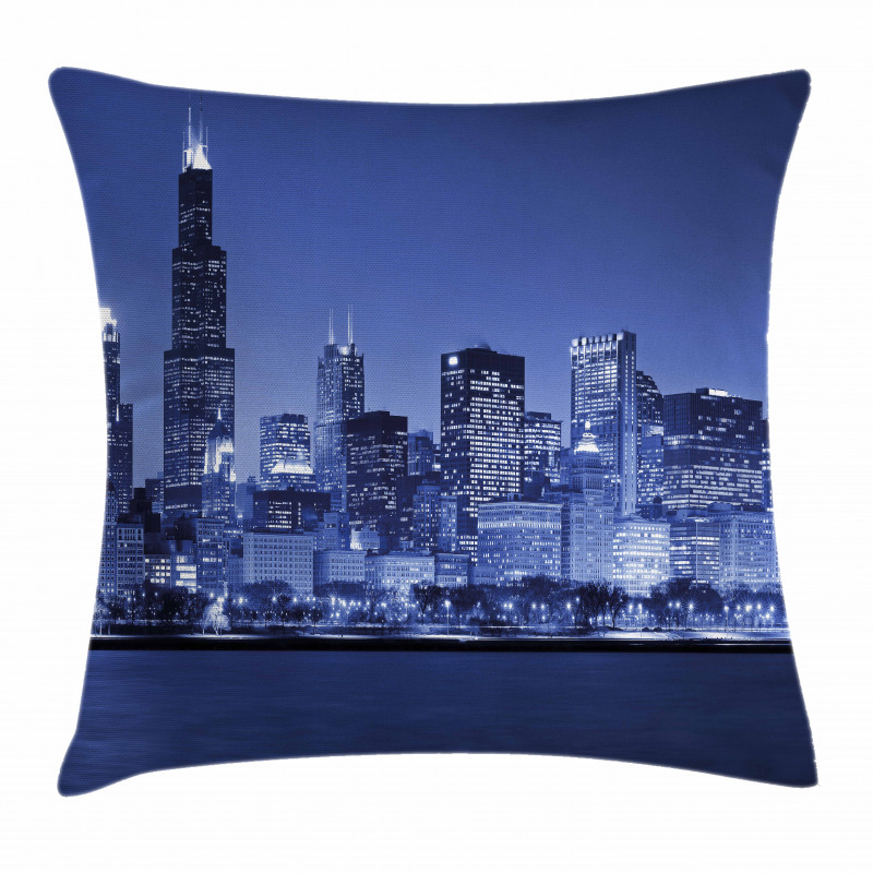 Chicago Skyline Night Pillow Cover