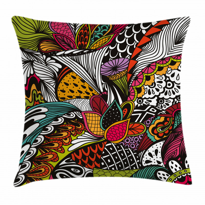 Colorful Ornate Leaves Pillow Cover