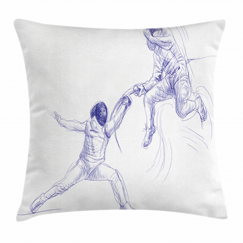 Fencing Duel Sketchy Pillow Cover