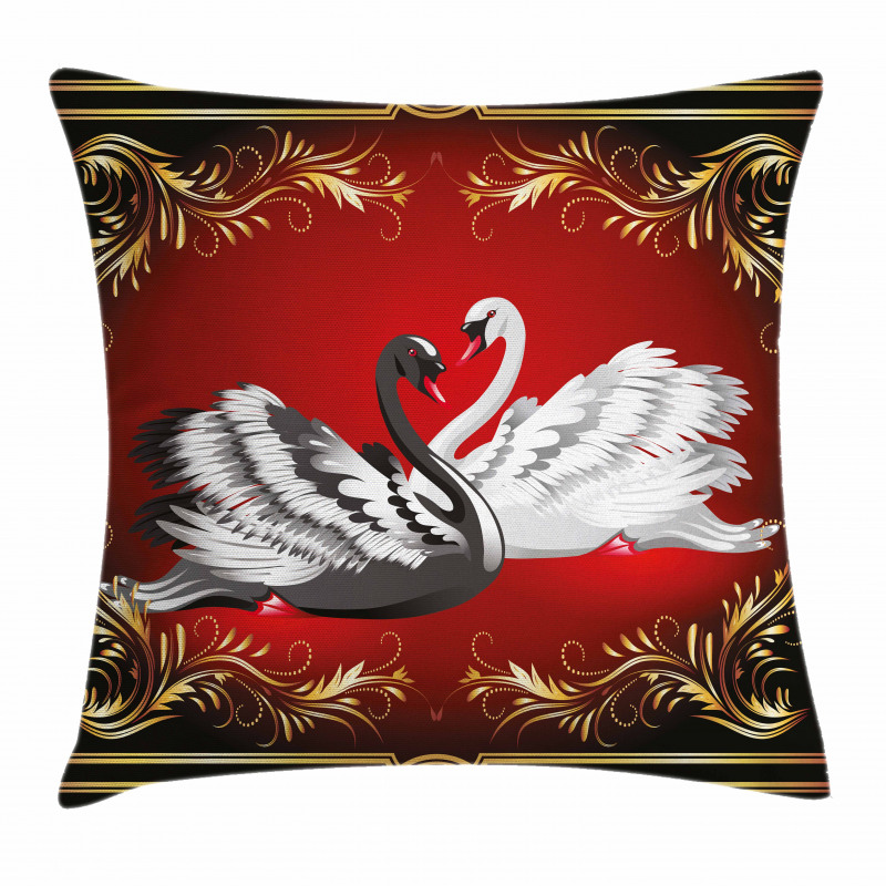 Romantic Swan Couple Pillow Cover