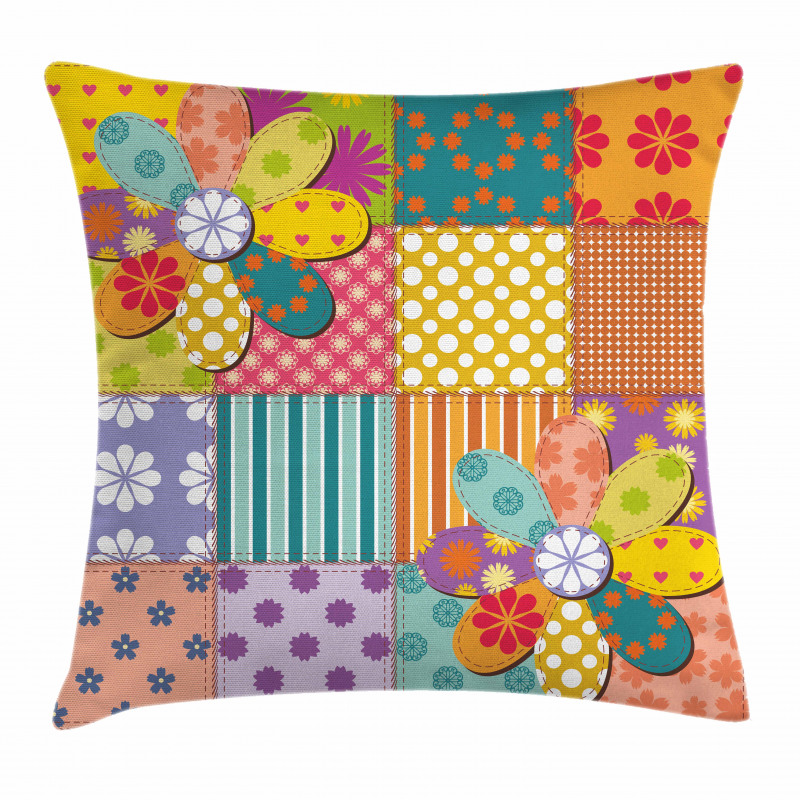 Flower Polka Dots Mix Pillow Cover