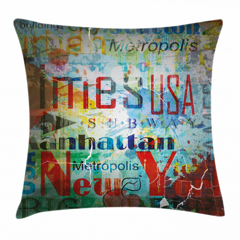 Grunge Words Culture Pillow Cover