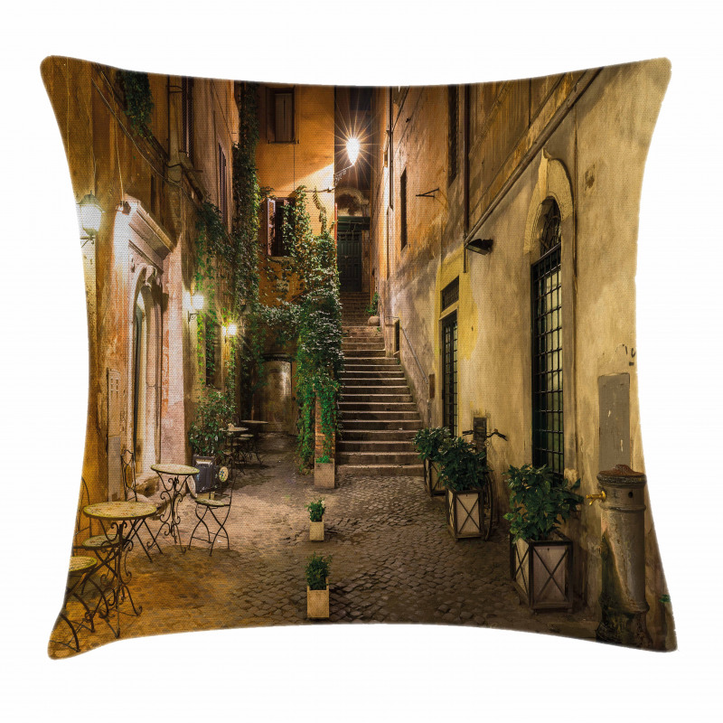 Old Cafe in Rome City Pillow Cover
