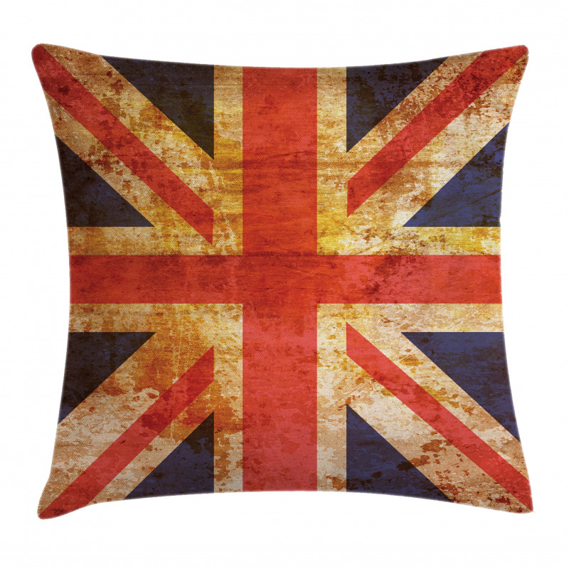 Union Jack Motif Grunge Pillow Cover