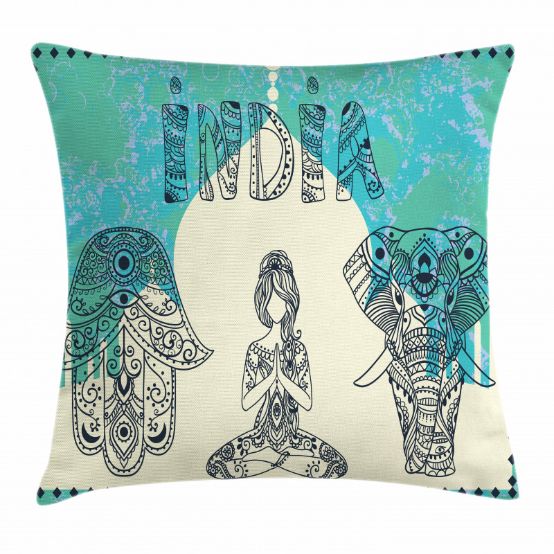 Elephant Hamsa Taj Mahal Pillow Cover