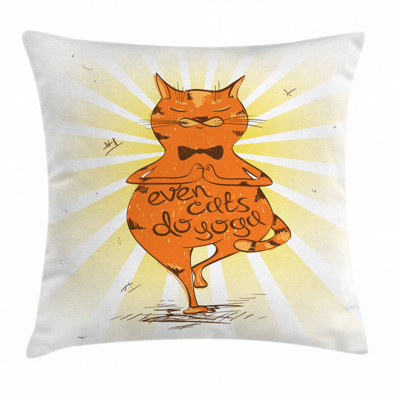 Peaceful Cat with Phrase Pillow Cover