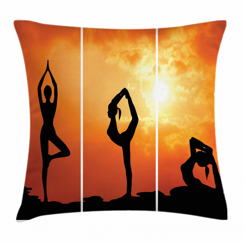 Women Practice at Sunset Pillow Cover