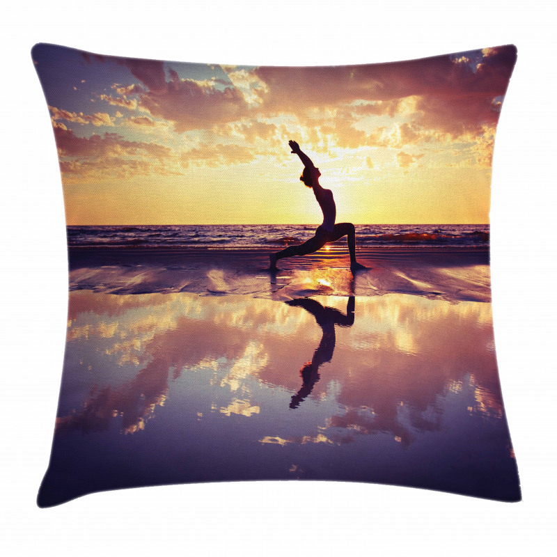 Woman on Beach Dramatic Pillow Cover