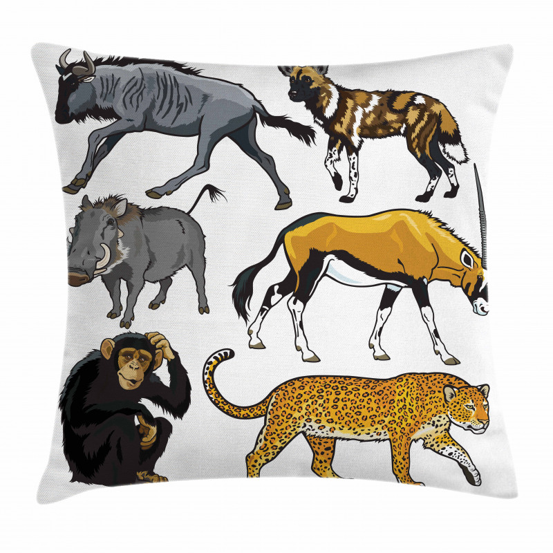 Cartoon Wild Animals Africa Pillow Cover
