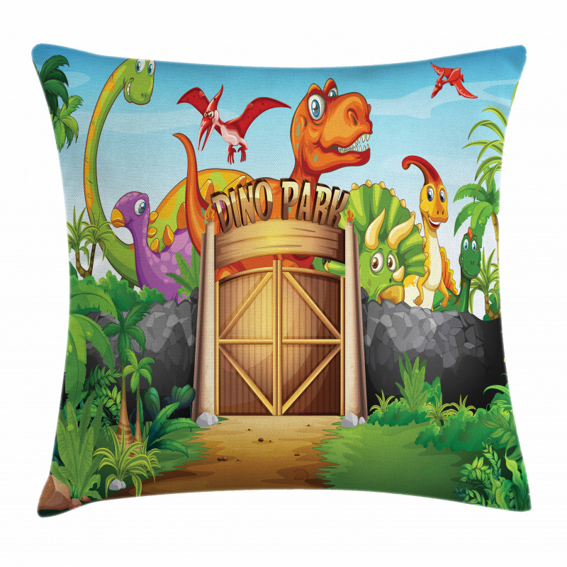 Wild Dinosaurs Park Door Pillow Cover