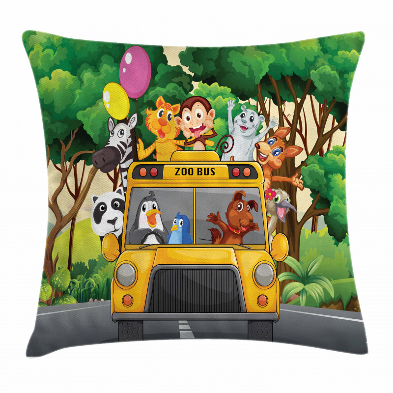 Animals Balloons Bus Travel Pillow Cover