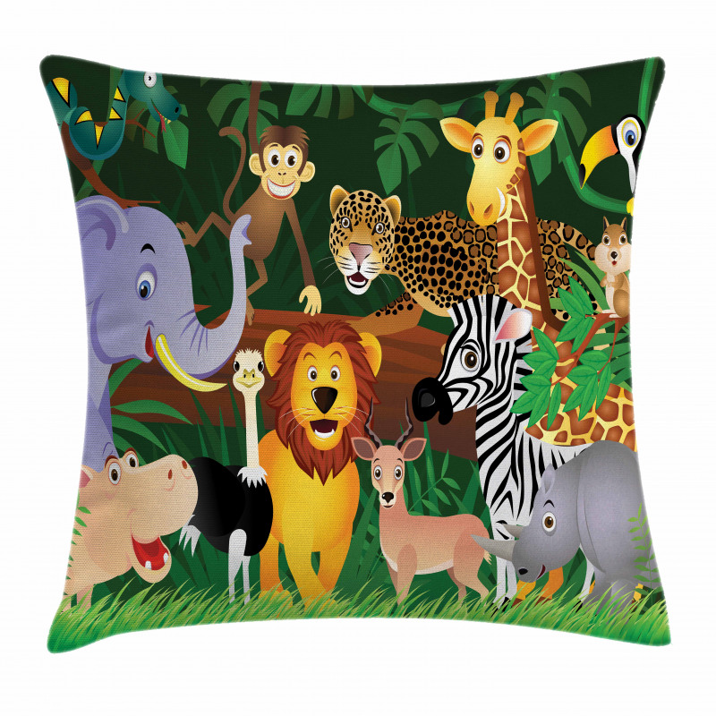 Exotic Jungle Cheerful Fun Pillow Cover