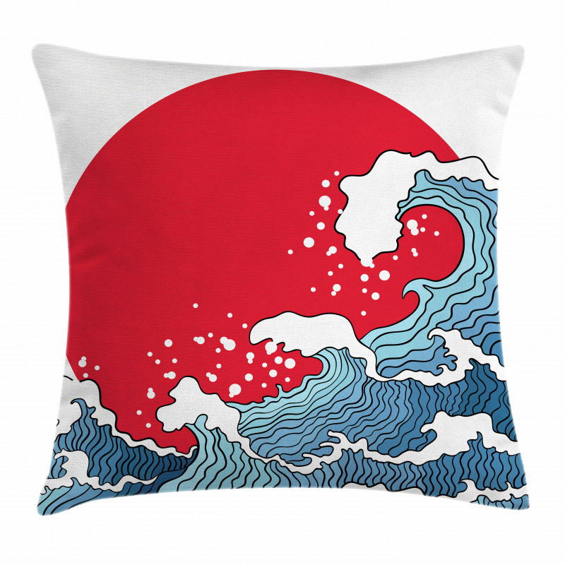 Red Sun Tsunami Pillow Cover
