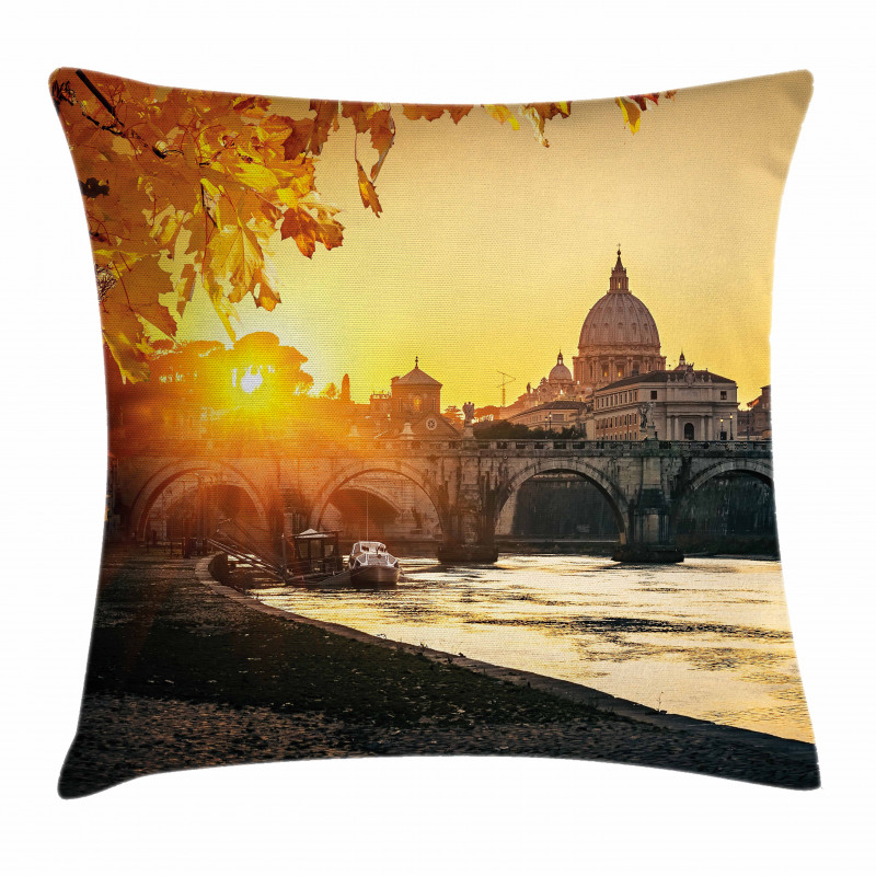 Sunset Tiber River Rome Pillow Cover