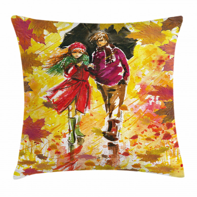 Couple at Autumn Alley Pillow Cover