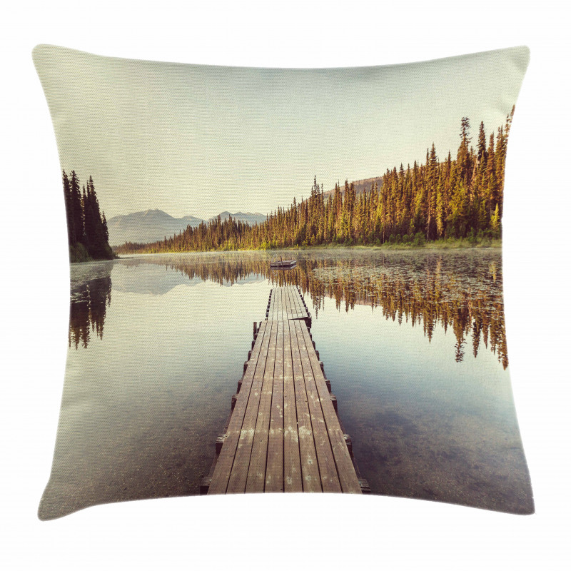 Wooden Pier on the Lake Pillow Cover