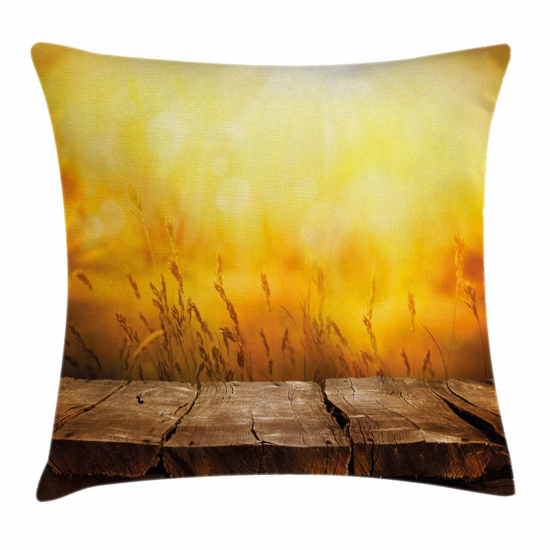 Empty Tabletop and Wheat Pillow Cover