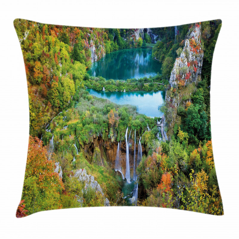 Scenic Fall Valley Lakes Pillow Cover