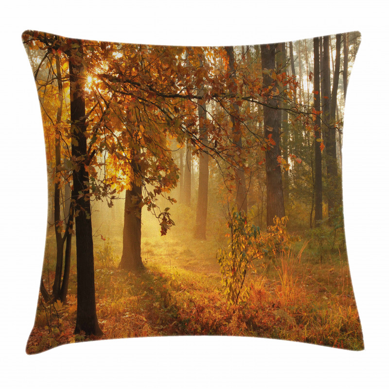 Misty Autumnal Forest Pillow Cover